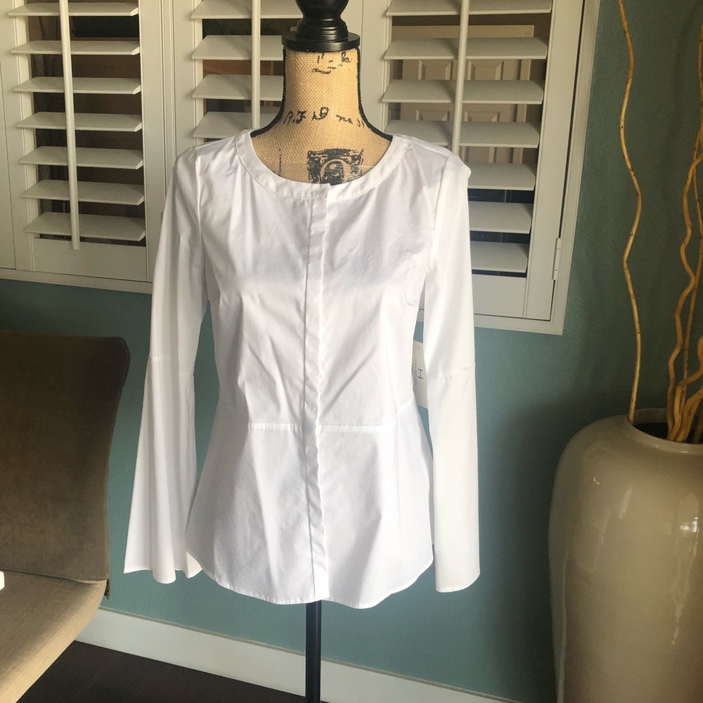 H Halston white blouse